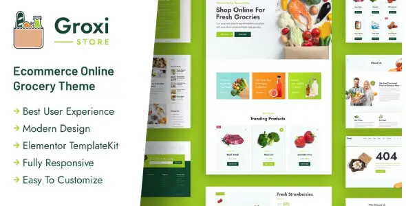 Groxi – Grocery Store Elementor Template Kit